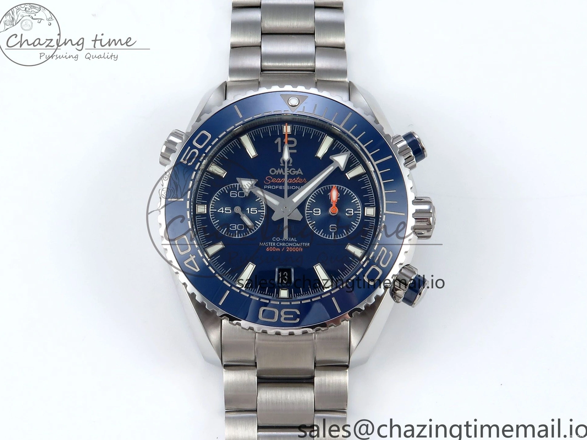 0407 Planet Ocean Master Chronometer 600M 45.5mm SS SCF 1:1 Best Edition Blue Bezel Blue Dial on SS Bracelet A9900 Super Clone Lightweight 7676